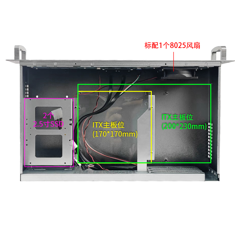 2u工控机箱短250深铝合金面板itx主板横插全高卡usb3.0机架服务器 - 图1