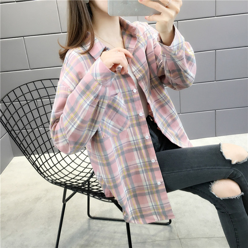 女士加绒2020新款洋气女装长袖衬衣 线条衬衫