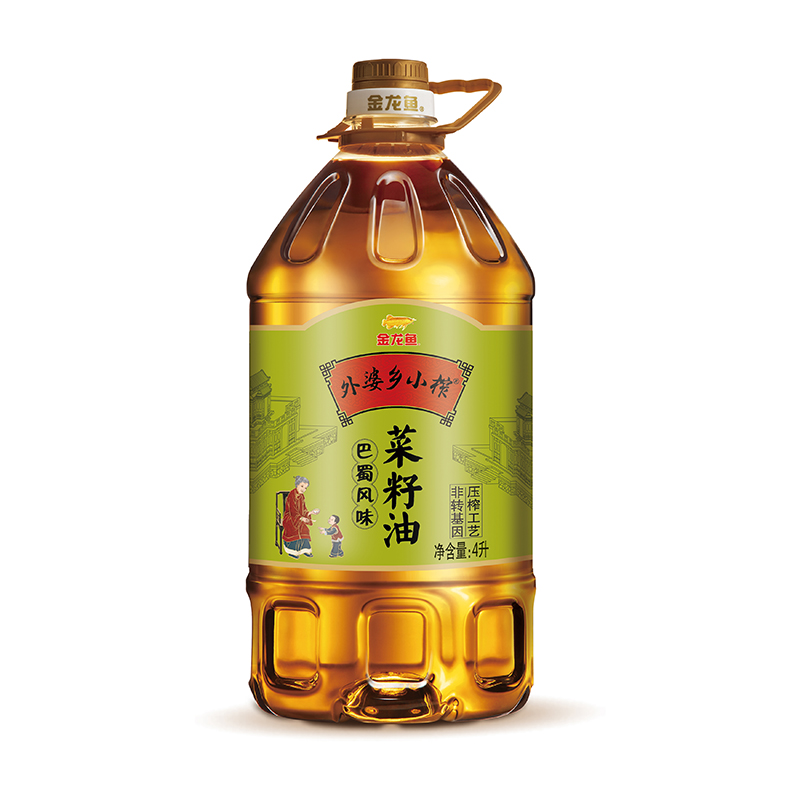 金龙鱼菜籽油外婆乡小榨食用油4L巴蜀风味非转基因物理压榨桶装-图0