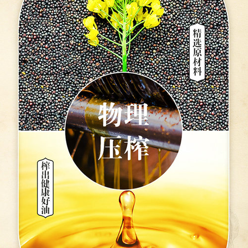 金龙鱼菜籽油纯香低芥酸菜籽油5L/瓶 非转基因 物理压榨 家用食用 - 图1