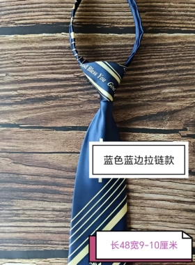 红蓝条纹免打结一拉得领带演出