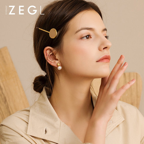 ZEGL淡水珍珠耳钉女小众设计感耳环妈妈款轻奢高级感法式气质耳饰-图1
