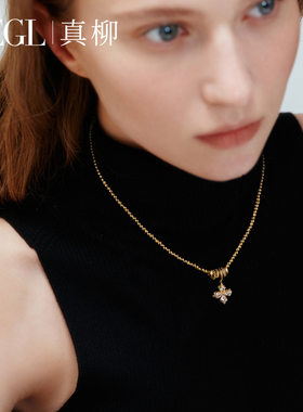 ZEGL金色叠戴毛衣链吊坠项链
