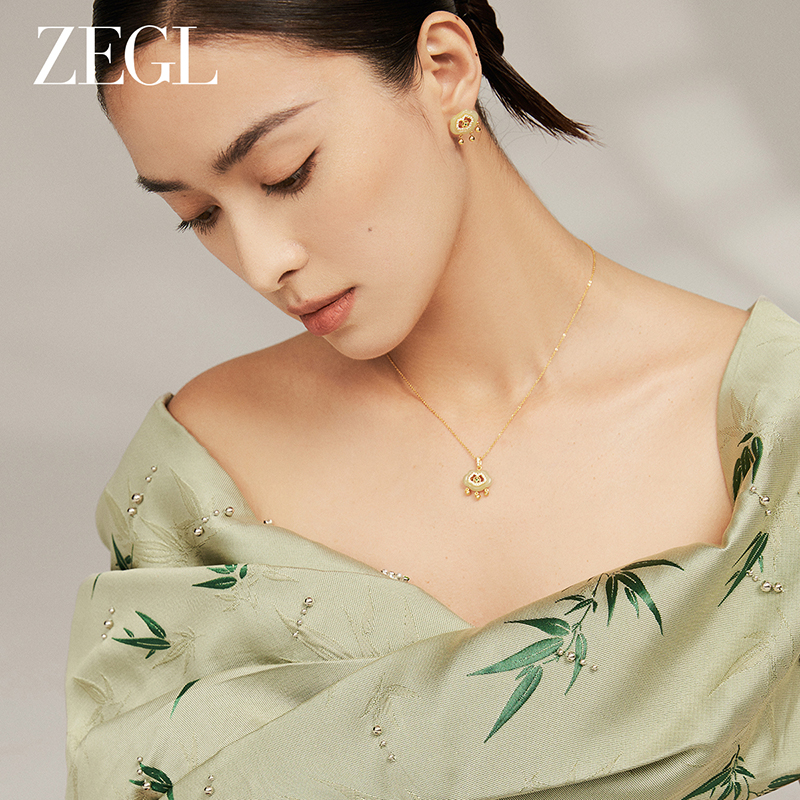 ZEGL设计师925银母亲节礼物和田玉耳环女2024新款新中式耳钉耳饰
