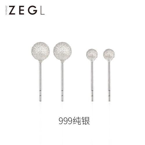 ZEGL真柳999纯银耳钉女新款简约独特养耳洞耳饰睡觉免摘银饰耳环 - 图2