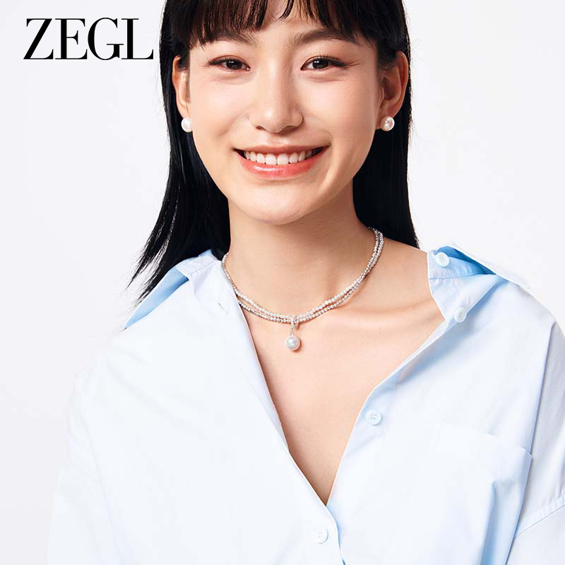 ZEGL天然淡水珍珠耳钉女925银2024新款耳环高级感复古10mm大耳饰