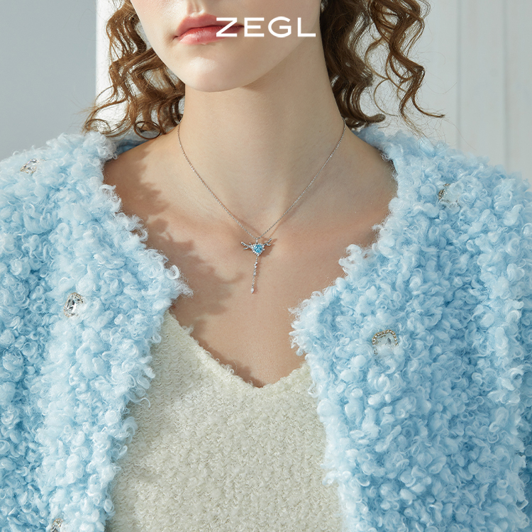 ZEGL设计师925纯银心动小鹿项链女一路有你锁骨链生日礼物送女友
