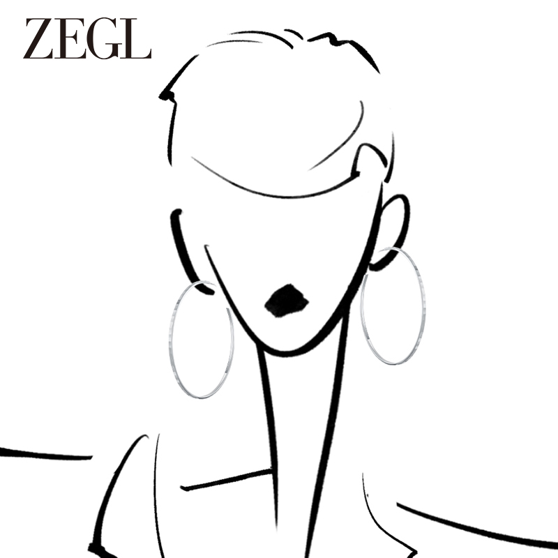 ZEGL大圆圈耳环女高级感气质银色圈圈耳钉金属耳圈银针春夏耳饰品 - 图0