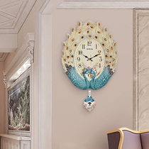 Eurostyle Peacock Hanging Clock Living Room Art Watch Creative Fashion Mute Hanging Watch Home Clock Wall-mounted Nordic Hanging Watch