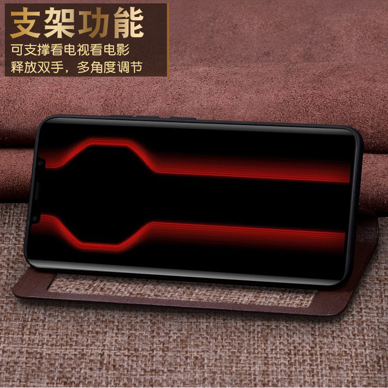 沃比罗适用于华为Mate50RS保时捷版手机保护套头层牛皮全包防摔智能开窗款50RS个性创意高档皮套男女款草席纹