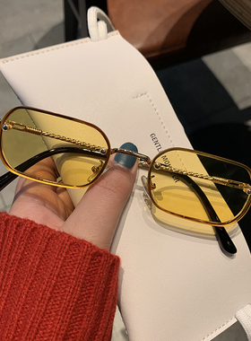 韩版凹造型街拍墨镜女潮款嘻哈复古红色眼镜酷小框原宿风太阳镜男