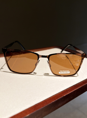 LAOPING 复古方框偏光太阳镜男士百搭防紫外线黑色遮阳墨镜高级感