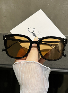 韩版gm椭圆形黑色墨镜女