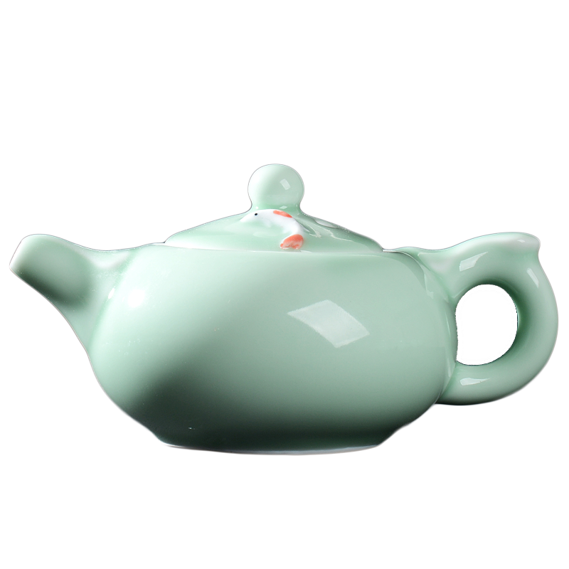 青瓷茶壶陶瓷小鱼功夫茶具侧把壶公道杯茶洗家用茶道泡茶器单个壶