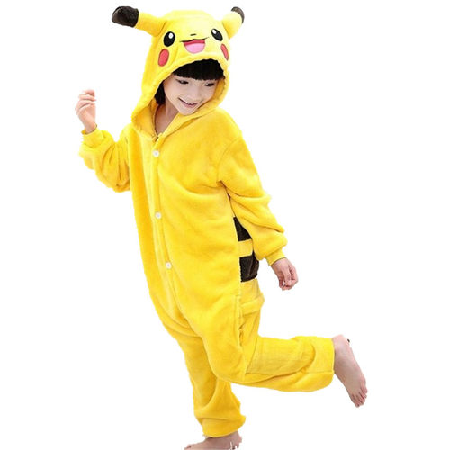 推荐儿童法兰绒动物起司猫连体睡衣男女长袖秋冬珊瑚绒卡通家居服 - 图3