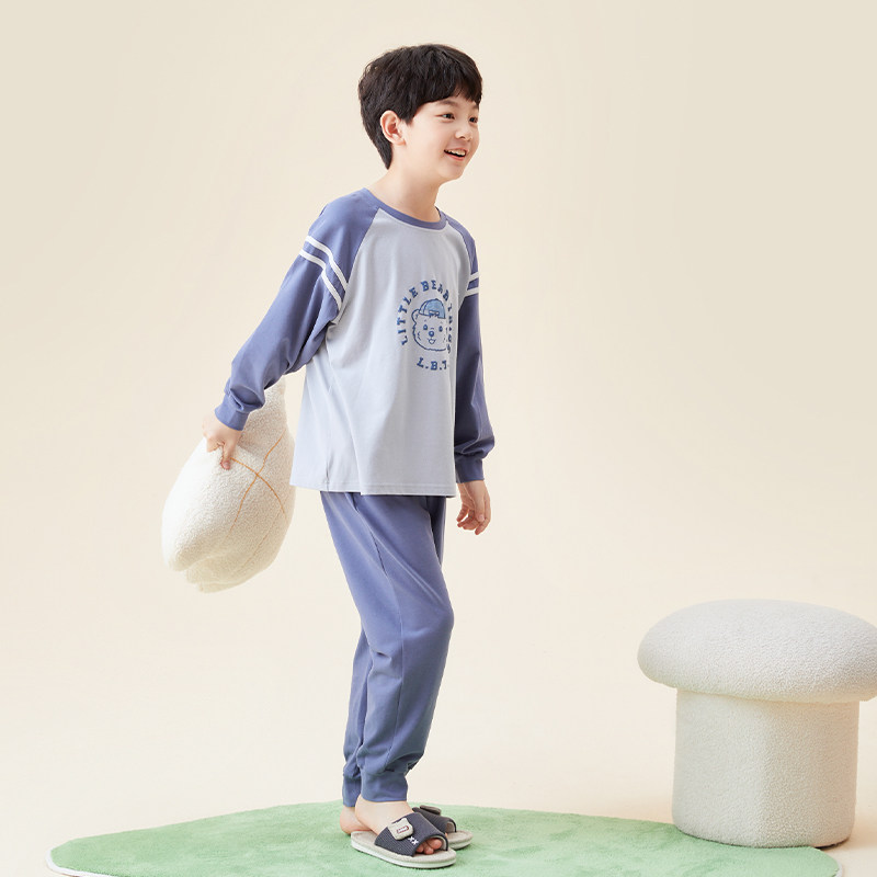 千线艺男童睡衣纯棉春秋长袖套头12岁男孩学生儿童透气全棉家居服,淘宝优惠券,粉丝福利购,淘宝优惠卷