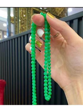 缅甸干青糯米种翡翠色正阳绿手串万能链国风新中式小米珠毛衣项链