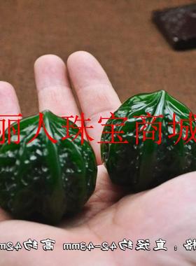 新疆和田玉核桃手把件菠菜绿玉核桃健身球把玩件碧玉手球玩件手球