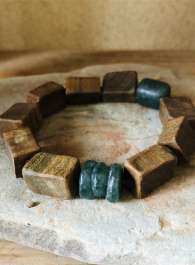 随形手串绿檀木古拙情侣