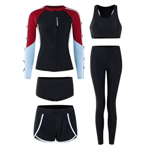 Лонгслив, штаны, купальник, водонепроницаемый комплект, 3 предмета, защита от солнца