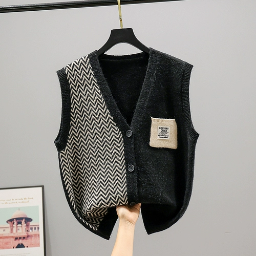 Трикотажный свитер, жилет, осенний кардиган, куртка без рукавов, в корейском стиле