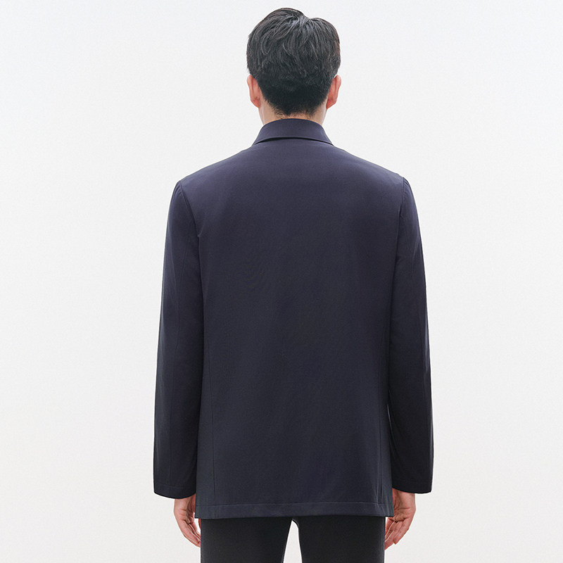 【可拆卸羽绒内胆】卡尔丹顿男士可水洗鹅绒服薄款风衣中长款外套 - 图1