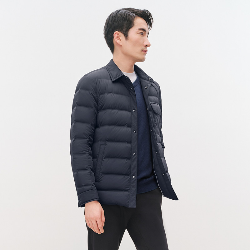 【鹅绒】卡尔丹顿男士羽绒服冬季新款翻领防风易打理高端外套薄款