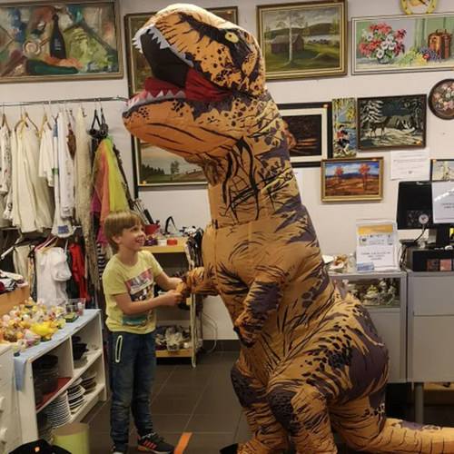 万圣节恐龙衣服儿童成人霸王龙服装抖音恐龙充气服搞怪人偶扮演服 - 图3