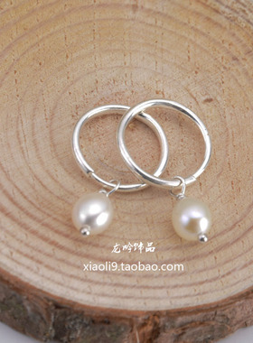 手作时尚99足银耳圈女天然淡水