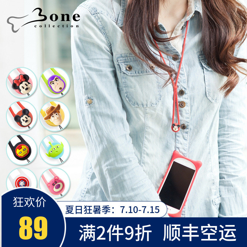 Bone蘋果7plus手機掛繩6Splus創意掛脖iPhoneX卡通矽膠8防丟頸繩