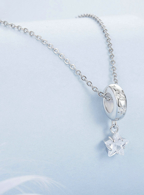 星光硅胶定位手链隔珠 简约星星s925纯银繁星diy珠子