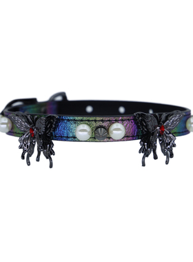 亚文化暗黑亚比专属哥特PUPPY Choker镭射蝴蝶仿皮手作朋克QQ项圈