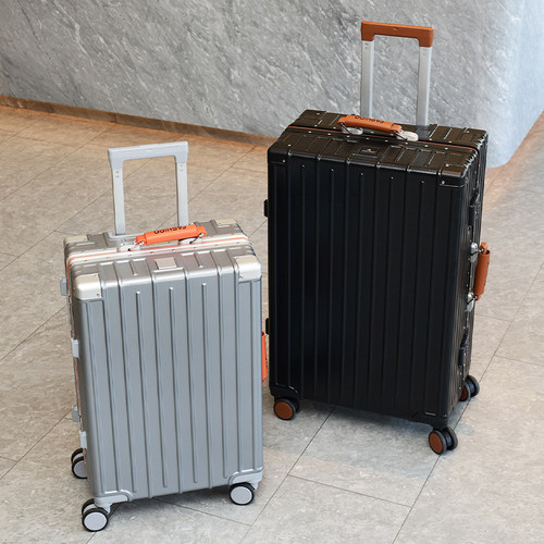 新款铝框行李箱女20寸可登机拉杆箱男女大容量24万向轮学生密码箱 - 图1