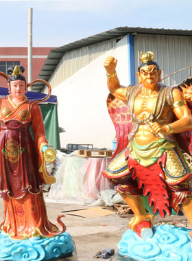 电母雷震子树脂彩绘佛像摆件