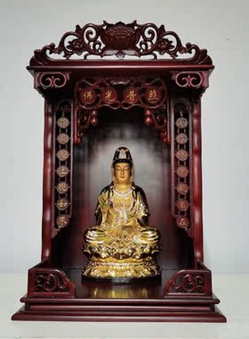 厂家直销木材佛龛观音佛祖吊柜