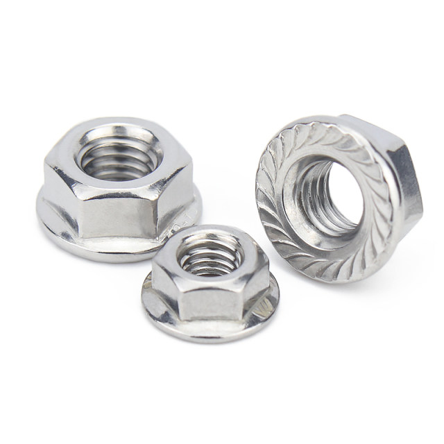 Jinchao 201/304 stainless steel flange nut 316 anti-slip locking cap English fine reverse teeth pad anti-loose nut