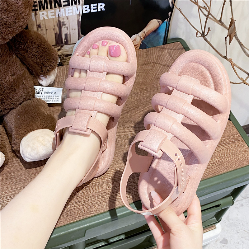 网红新款凉鞋女防滑防水厚底时尚百搭韩版学生沙滩鞋2023夏季平底,淘宝优惠券,粉丝福利购,淘宝优惠卷