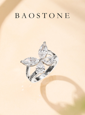 S925银蝴蝶戒指女轻奢小众