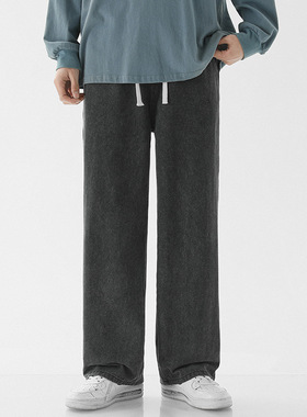 宽松直筒休闲百搭纯色男裤牛仔裤