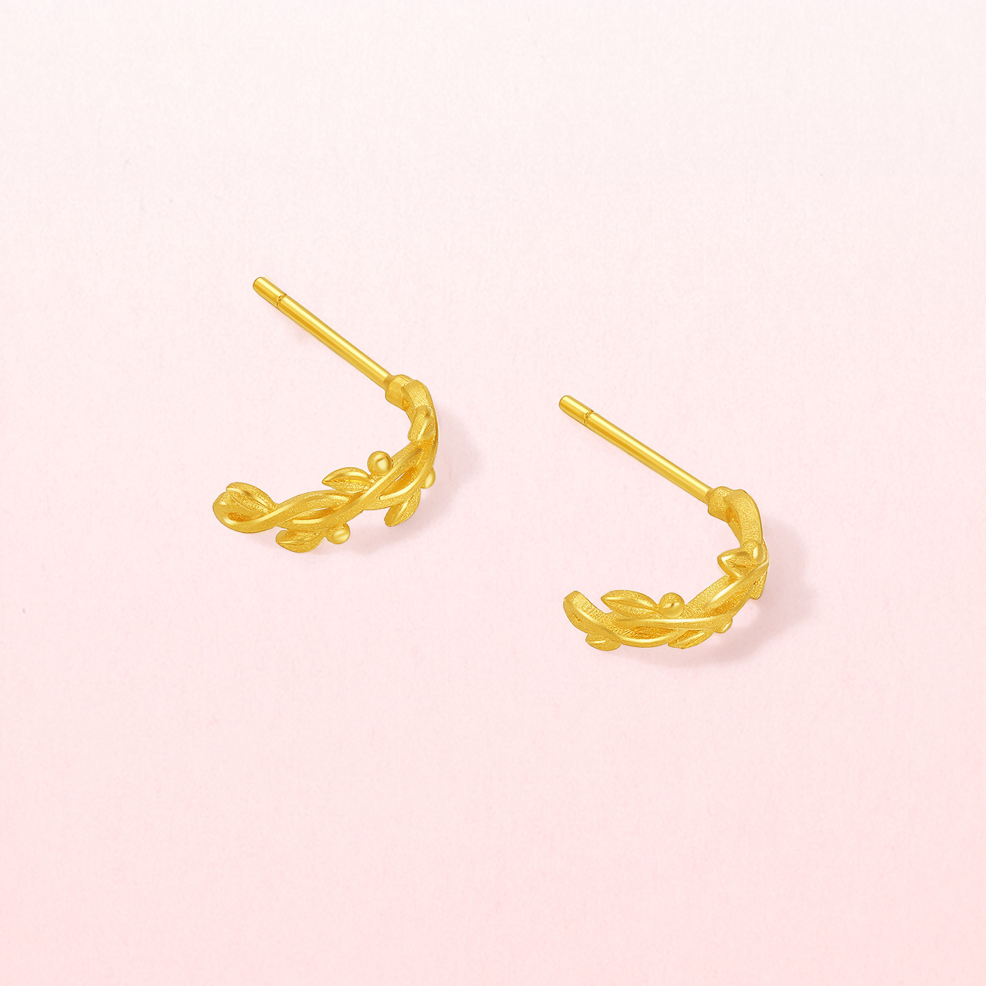 周六福黄金计价5G足金耳钉优雅浪漫叶语絮絮耳饰田园系列新年礼物,淘宝优惠券,粉丝福利购,淘宝优惠卷