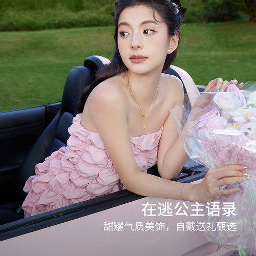 周六福5G黄金项链女计价足金蝴蝶颈饰链坠在逃公主系列新年礼物 - 图3