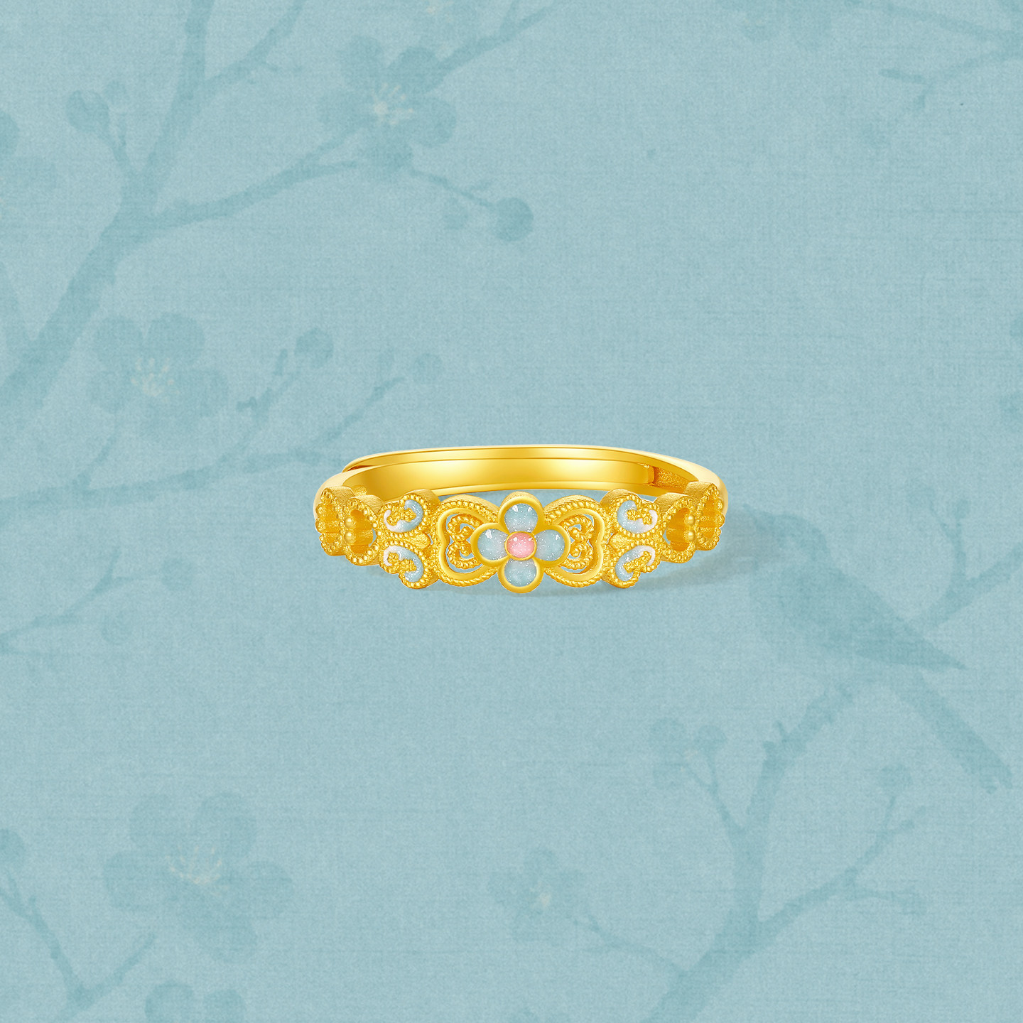Saturday Blessing Gold Priced 5G Pure Gold Ring Good Luck and Good Luck Gui Die Zhi Xi Girl Quit Smoking Rain Jiangnan Festival Gift