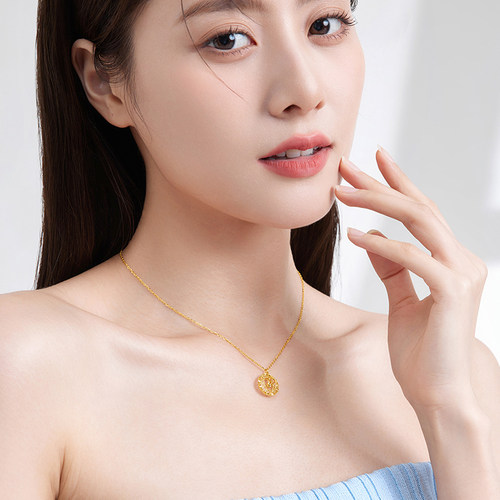 周六福5G黄金项链女计价足金织梦网车花链坠送女友送妈妈礼 - 图3