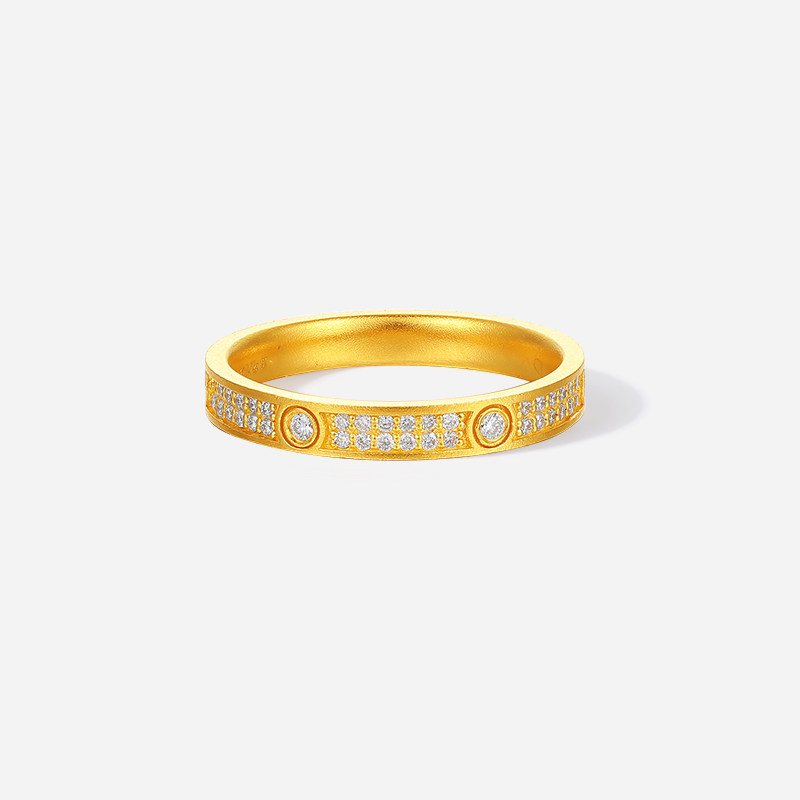 Saturday blessing gold inlaid diamond ring for women