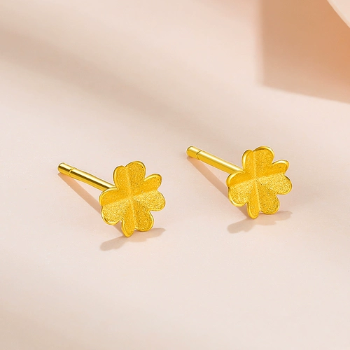 Золотые серьги, ювелирное украшение, четырехлистный клевер, подарок на день рождения