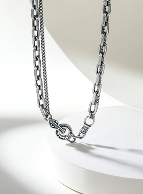 周六福侧身链项链男高级感痞帅S925银潮流百搭素链跨年礼物送男友