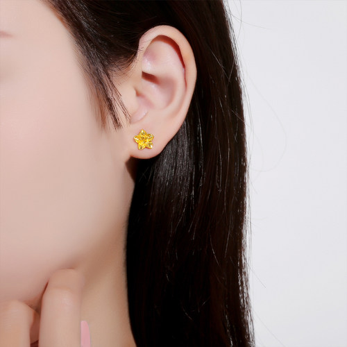 周六福黄金耳钉女计价足金星星金花耳针耳环耳饰耳钩节日礼物 - 图2