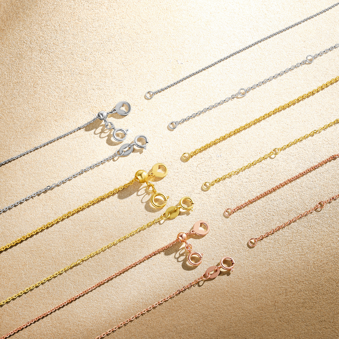 周六福18K金项链素链O字链多彩金黄金色玫瑰金锁骨链节日礼物