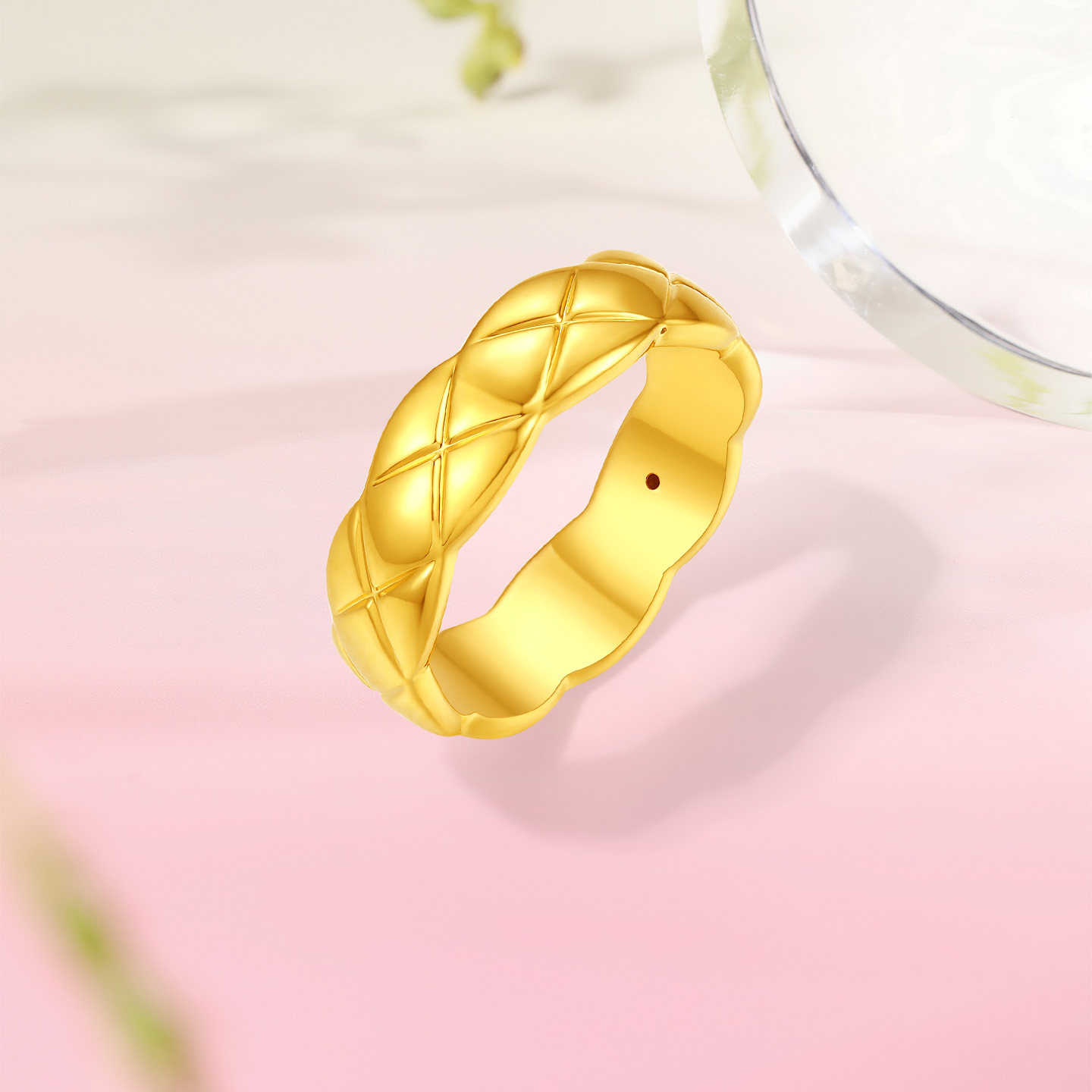 Saturday blessing gold 5d hard gold ring women's price gold rhombus pattern ring as a gift for women official