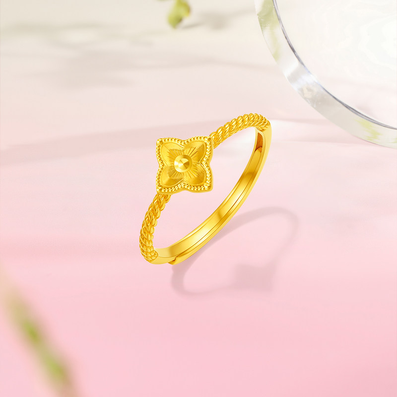 Saturday Fortune 5G solid gold ring gold-priced four-leaf clover female ring ring as a solid gold holiday gift for your girlfriend